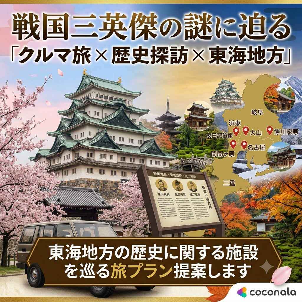 東海地方の歴史に関する施設を巡る旅プラン提案します 戦国三英傑の謎に迫る「クルマ旅×歴史探訪×東海地方」 イメージ1
