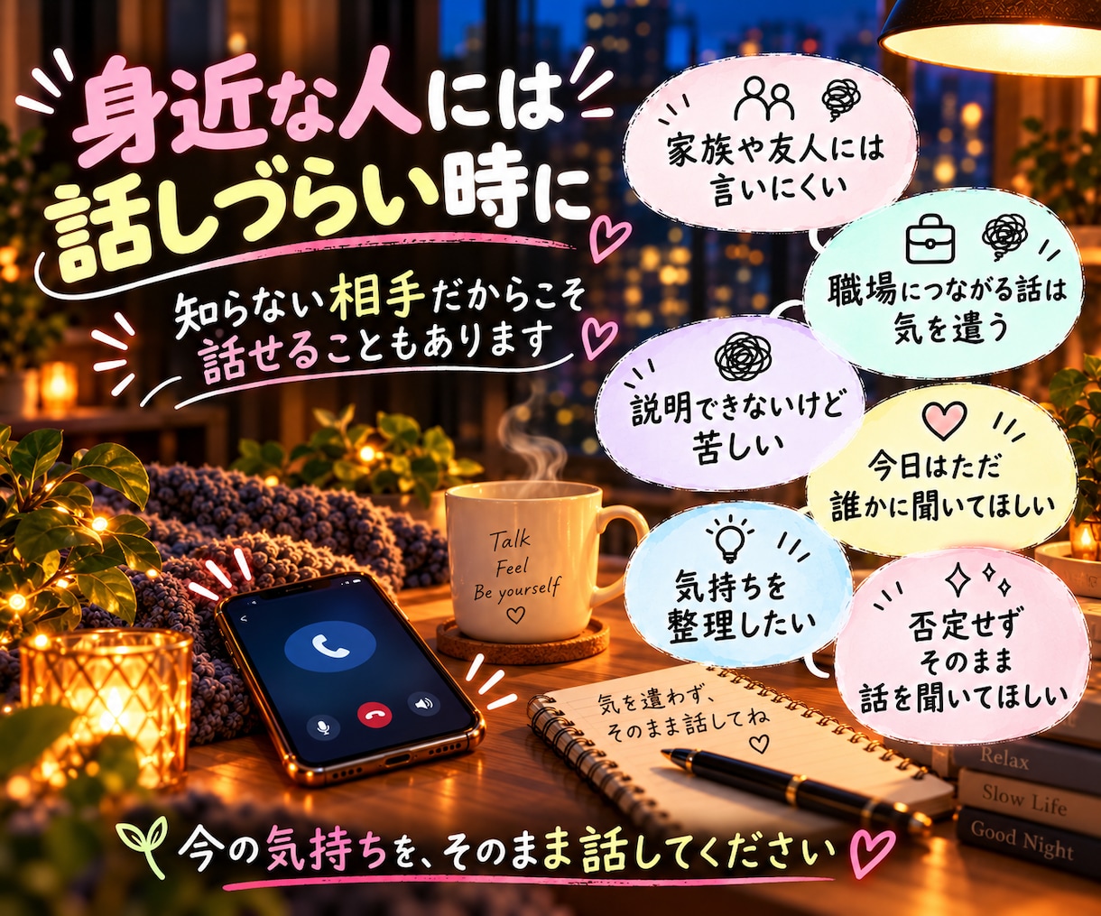 今すぐ電話OK！仕事や人間関係の愚痴や悩み聞きます うまく話せなくても大丈夫。接客歴11年の私がじっくり伺います イメージ7