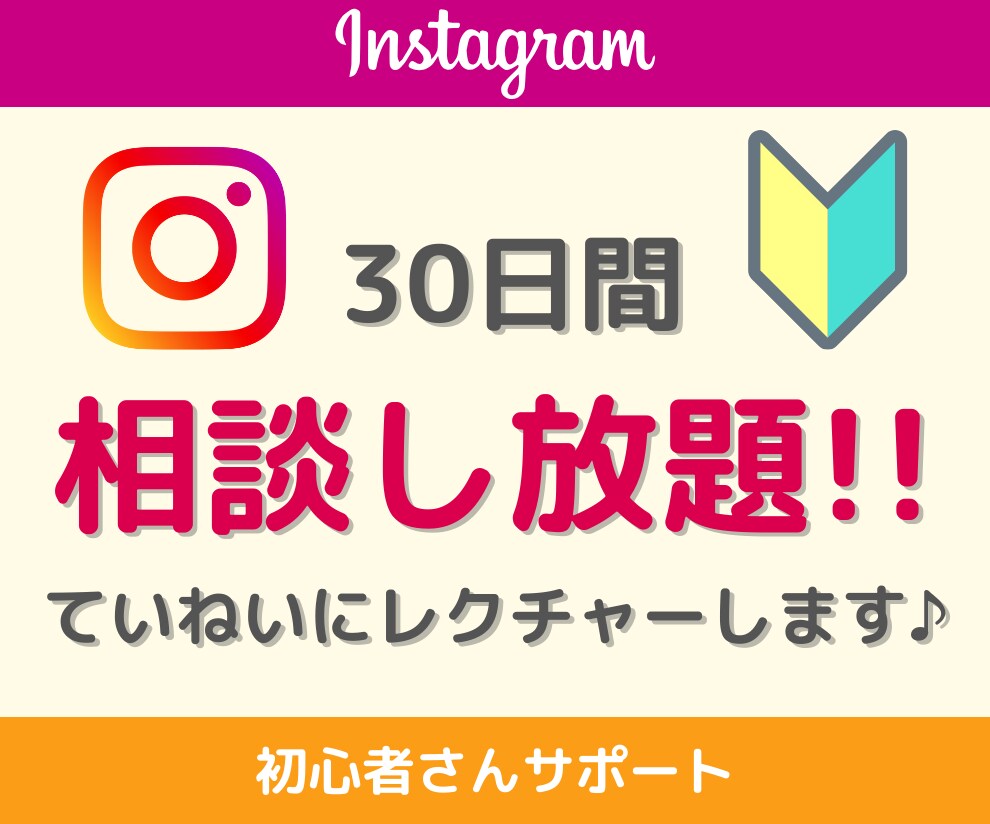 1か月間Instagram初心者さんの相談のります 何から始めたらいいの？という方むけ！気軽に質問し放題♪ イメージ1