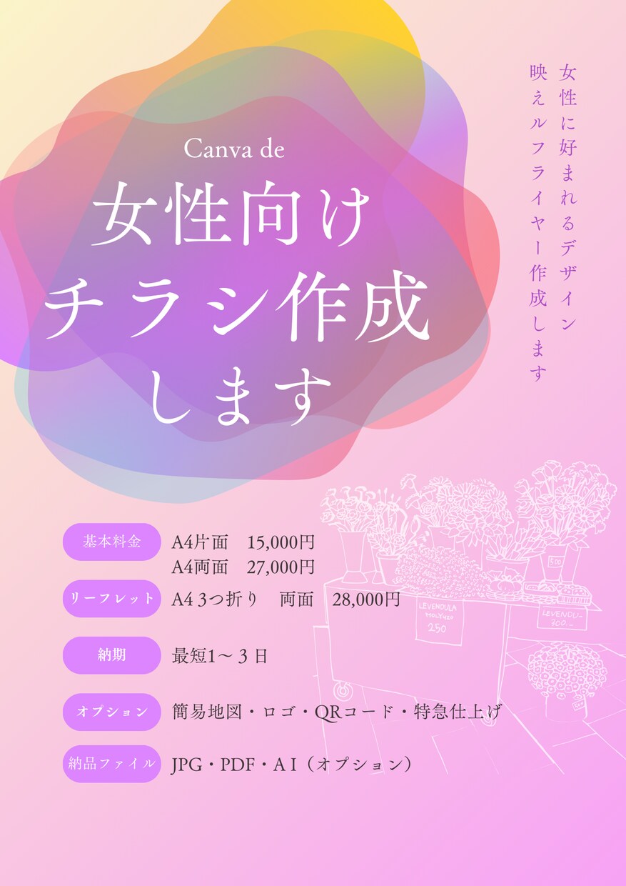 女性が好むチラシやパンフレット作成します 心に残る素敵なチラシをお作りします イメージ2