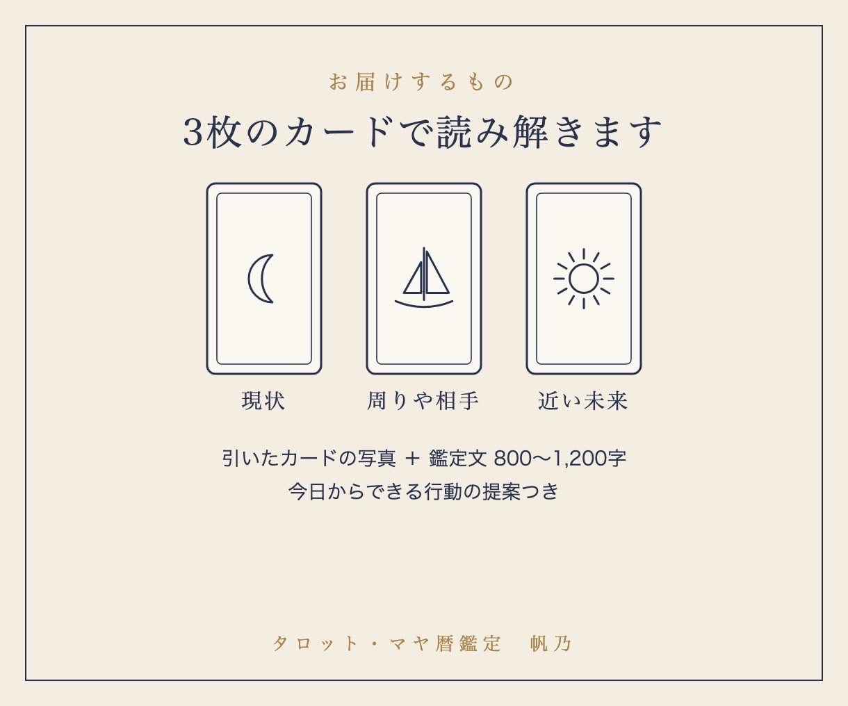 タロットで今の状況と次の一手を読みます 恋愛・仕事・人間関係の迷いをカードで整理します イメージ2