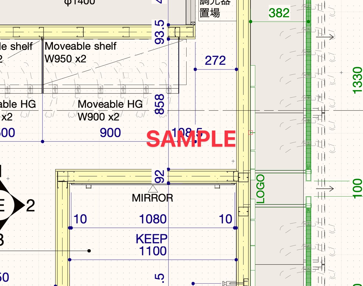 VectorWorksで図面作成・トレース致します 総合内装業歴15年、簡単な平面図から什器施工図まで可能です。 イメージ3