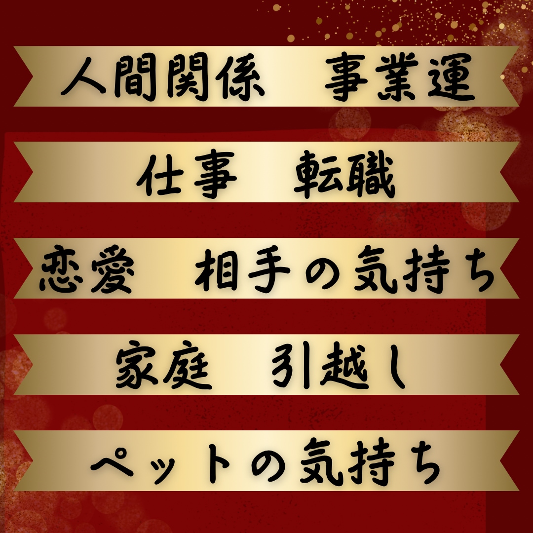 幅広いお悩みを鑑定させていただけます 人間関係、仕事、恋愛、相手の気持ち、家庭、ペットの気持ちなど イメージ1
