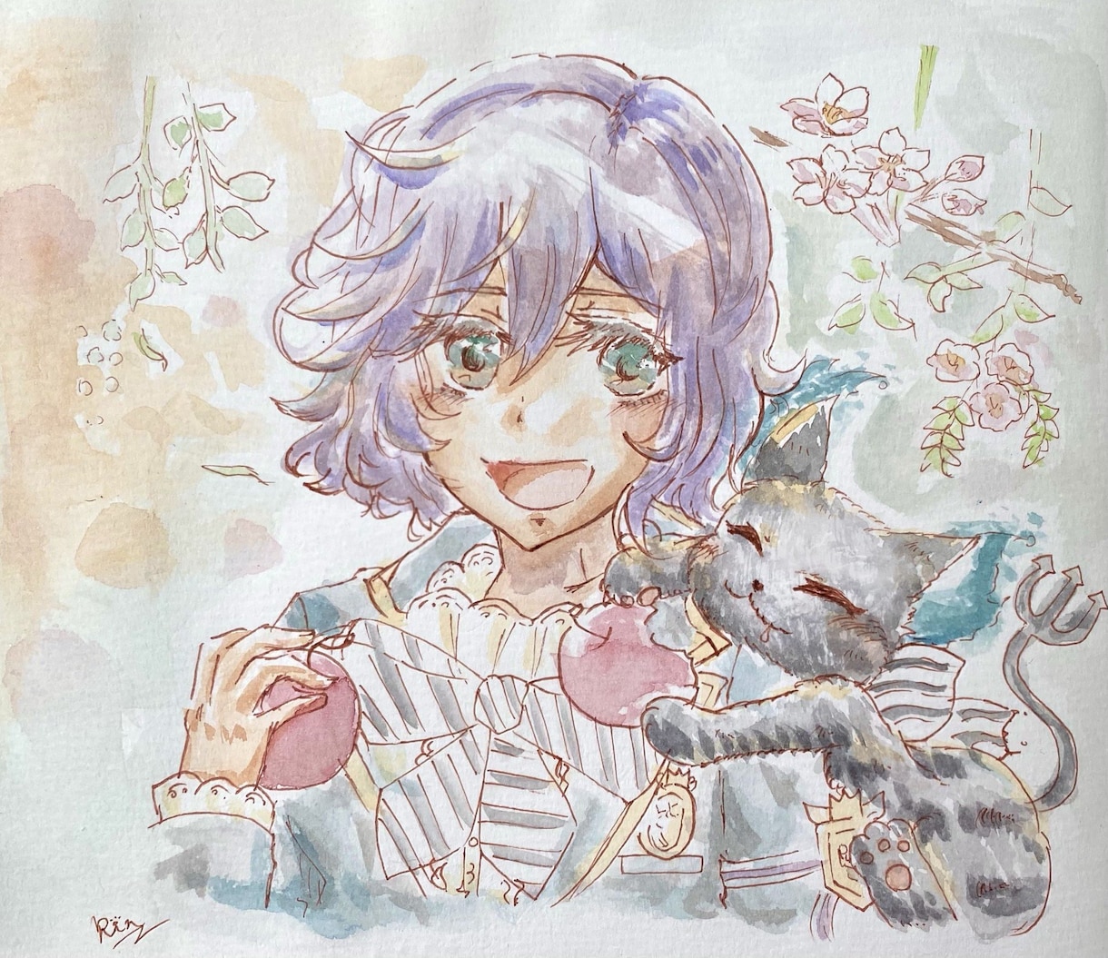 アニメ、漫画キャラのイラストをかきます SNSアイコンやポストカードなど水彩画メイン イメージ6