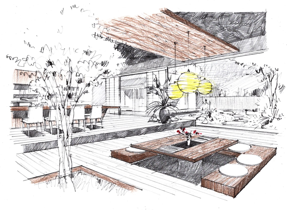 イメージスケッチを制作致します 手描きで建築、インテリア、イベントパースを描きます。 イメージ3
