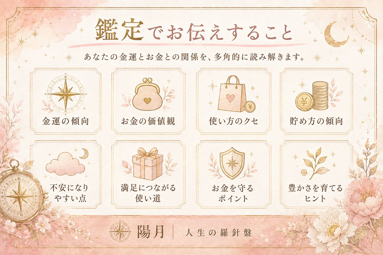 あなたの金運とお金との付き合い方を占います お金の価値観・使い方・貯め方・活かし方を丁寧に鑑定 イメージ4