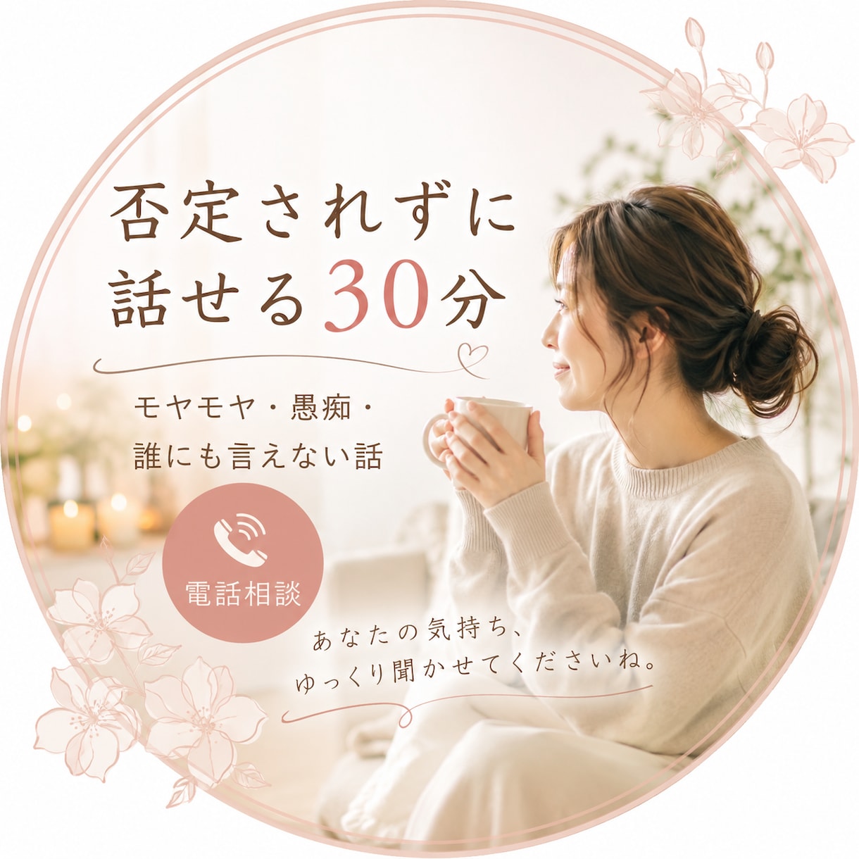 愚痴・モヤモヤを否定せずお聴きします 誰にも言えない気持ちを安心して話せる場所 イメージ1