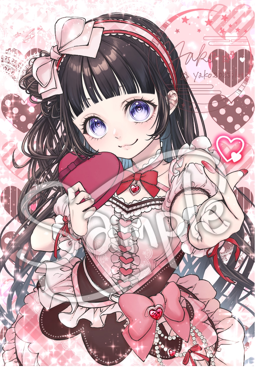 商用込◎バレンタイン量産イラスト制作します 超ラブリーな指ハートをした女の子のイラストができます！ イメージ8