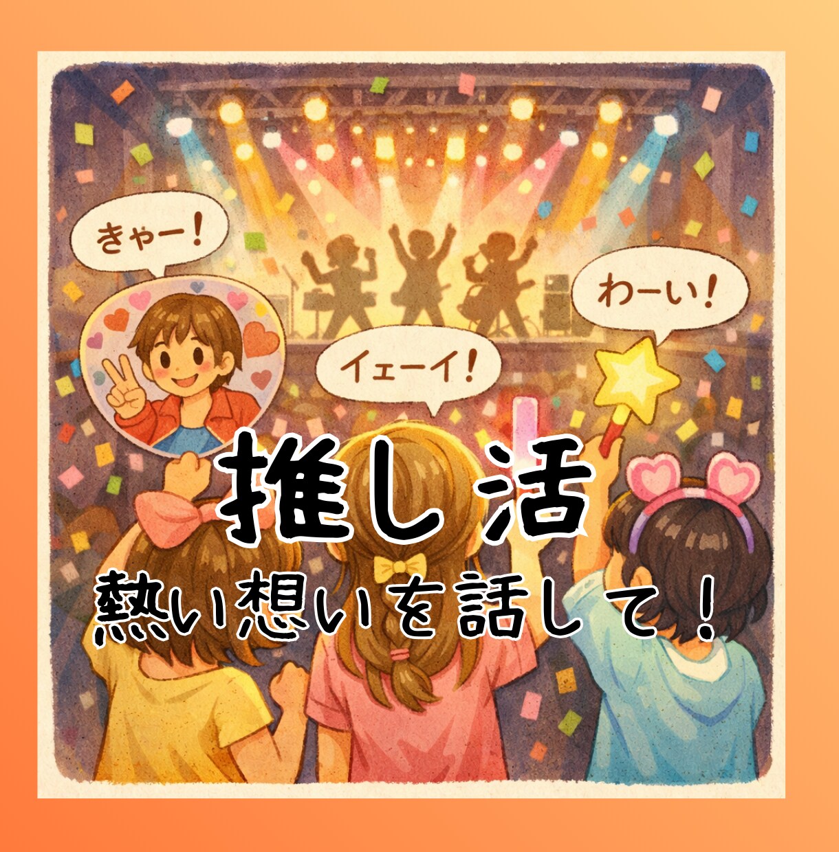 推し活＊あなたのトキメキ、愚痴、悩み、聴きます ジャンルは問いません♪推し活で感じていることをお話ください。 イメージ1