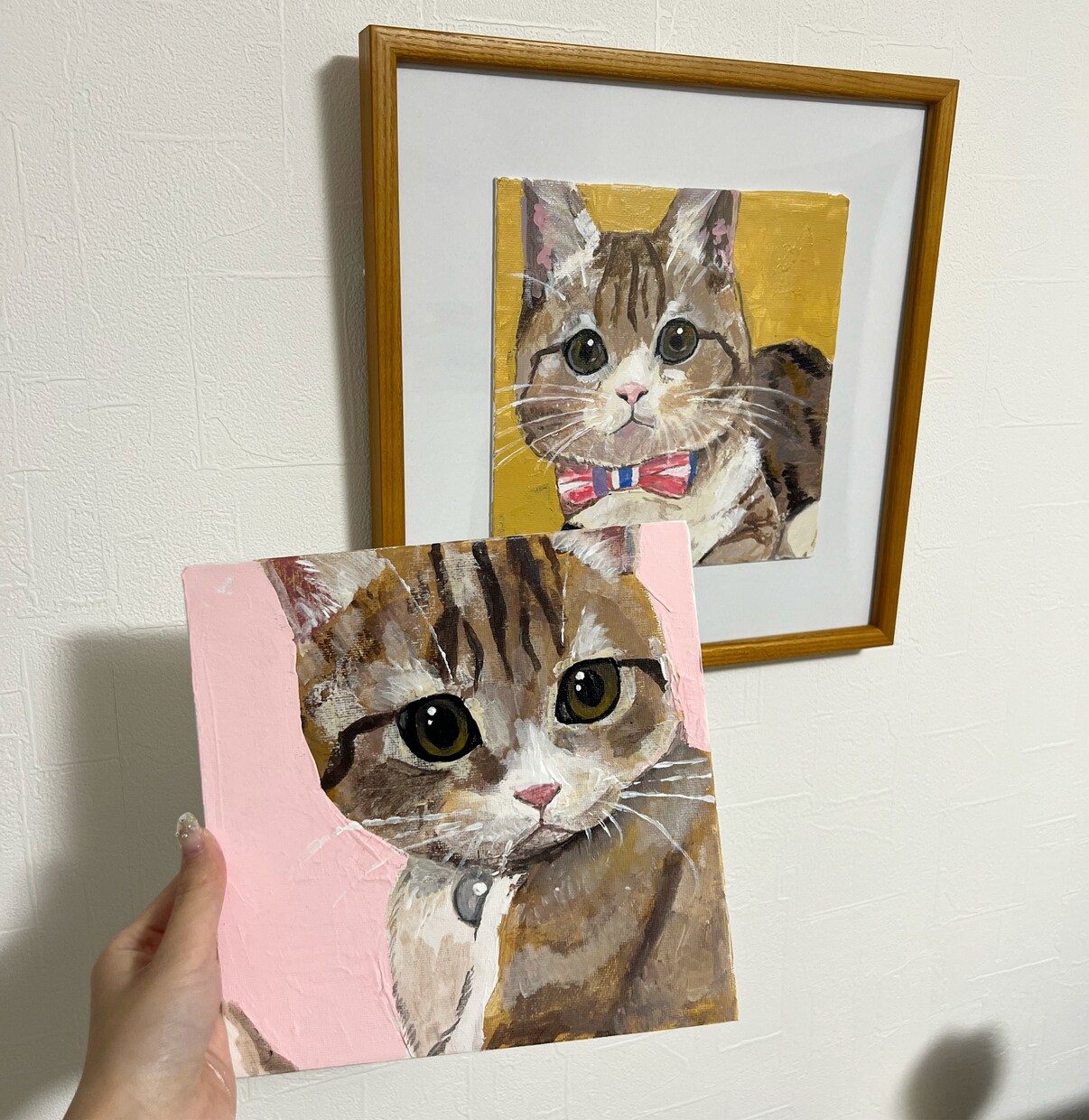アクリル絵の具でペットイラストを描きます 20cm×20cmのスクエアキャンバスに描きます イメージ5