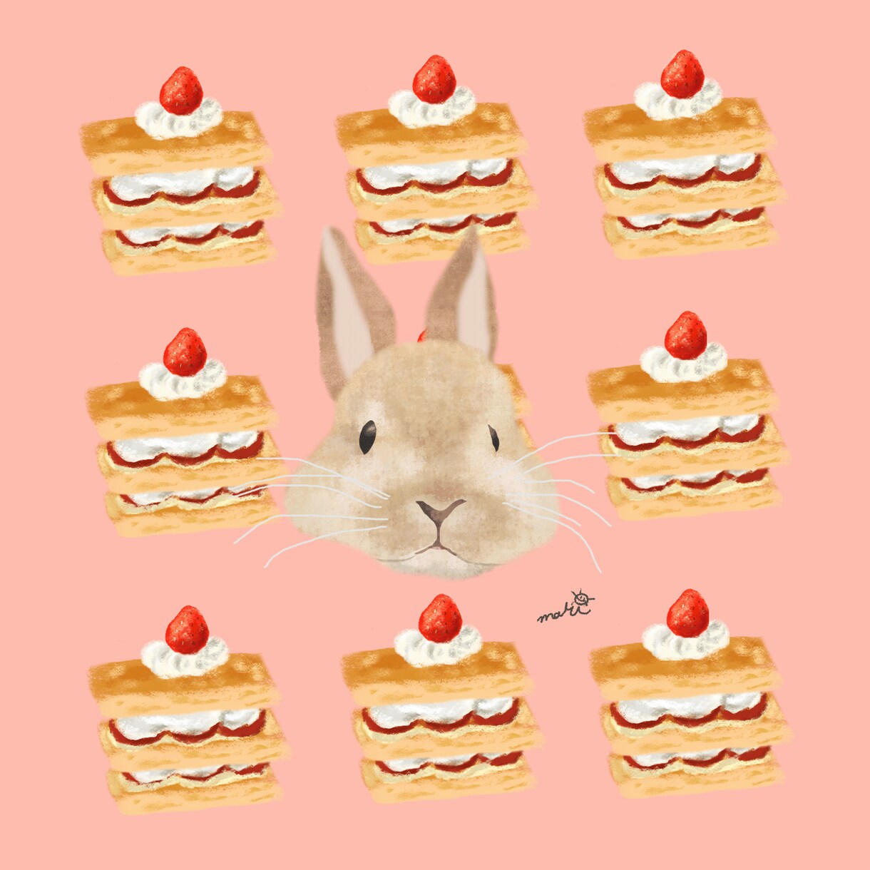 ペットの似顔絵×スイーツの背景を描きます 一見写真のようなほんわかイラスト堪能してみませんか？ イメージ2