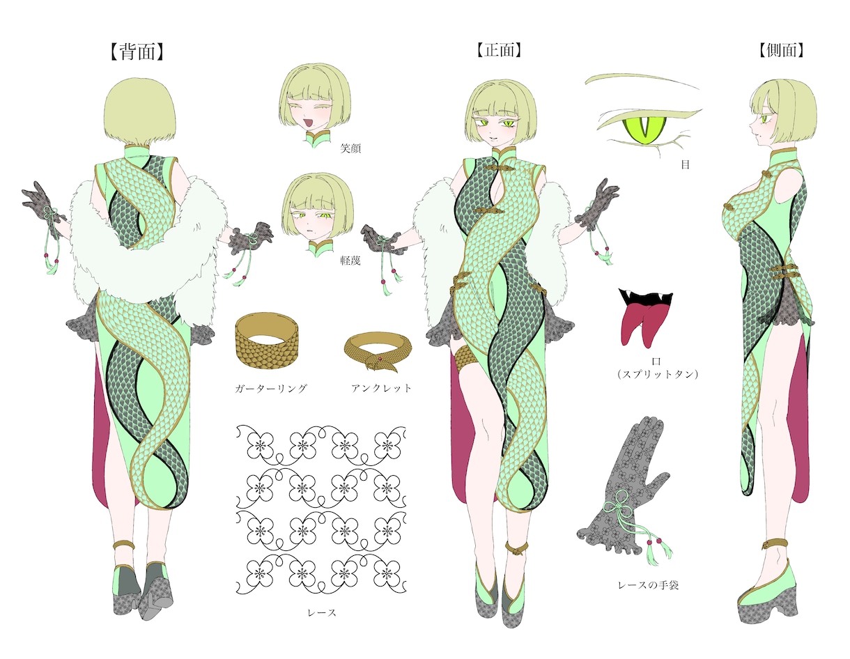 三面図お作りします キャラクターの細部までイッキ見できる三面図をご提供！ イメージ6