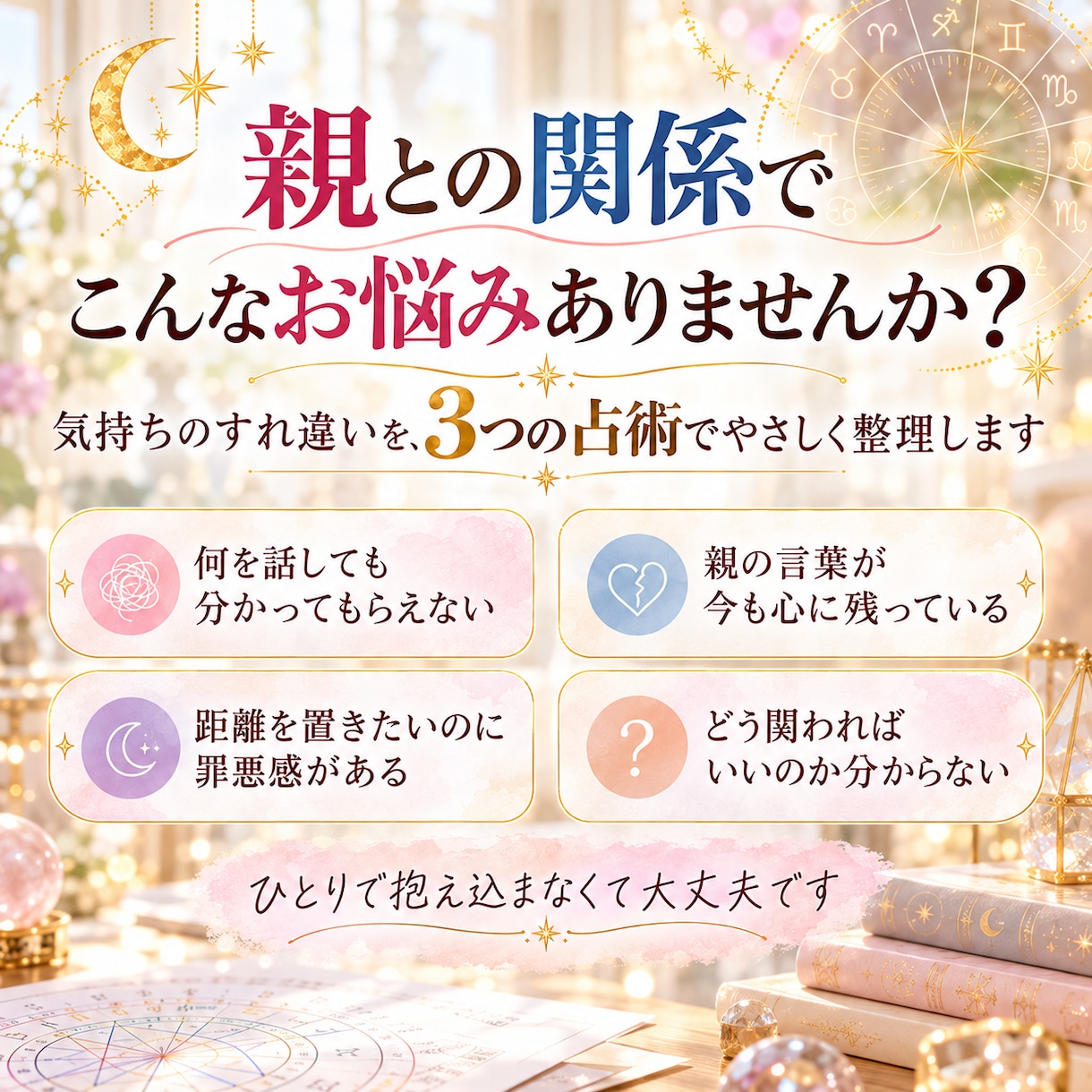 母親・父親との関係を3つの占術で紐解きます 大人になっても悩む親との関係と心地よい距離感を読み解く鑑定書 イメージ2