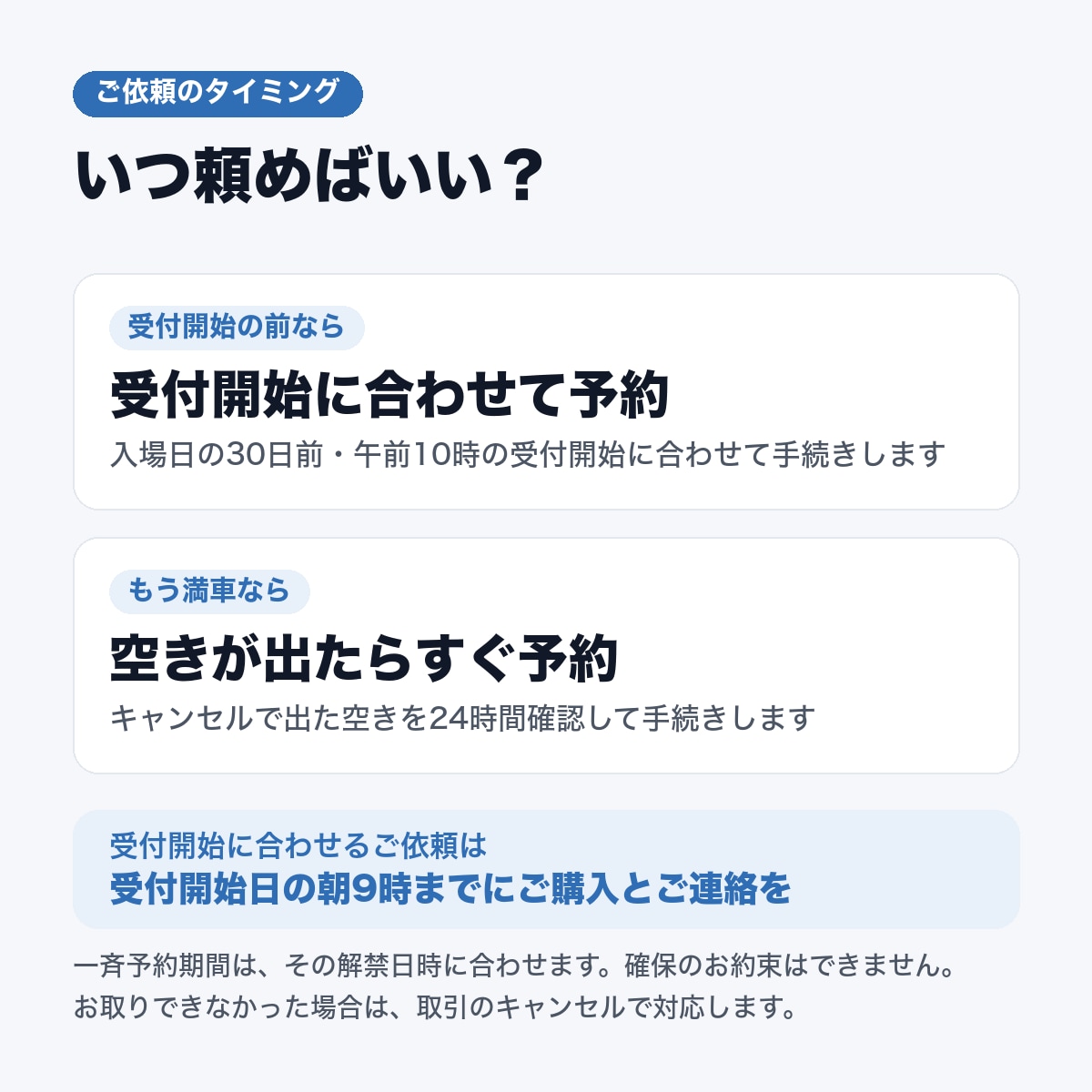 羽田空港駐車場の予約を受付開始も満車も代行します 年末年始の争奪戦も、満車後のキャンセル待ちも24時間対応 イメージ3