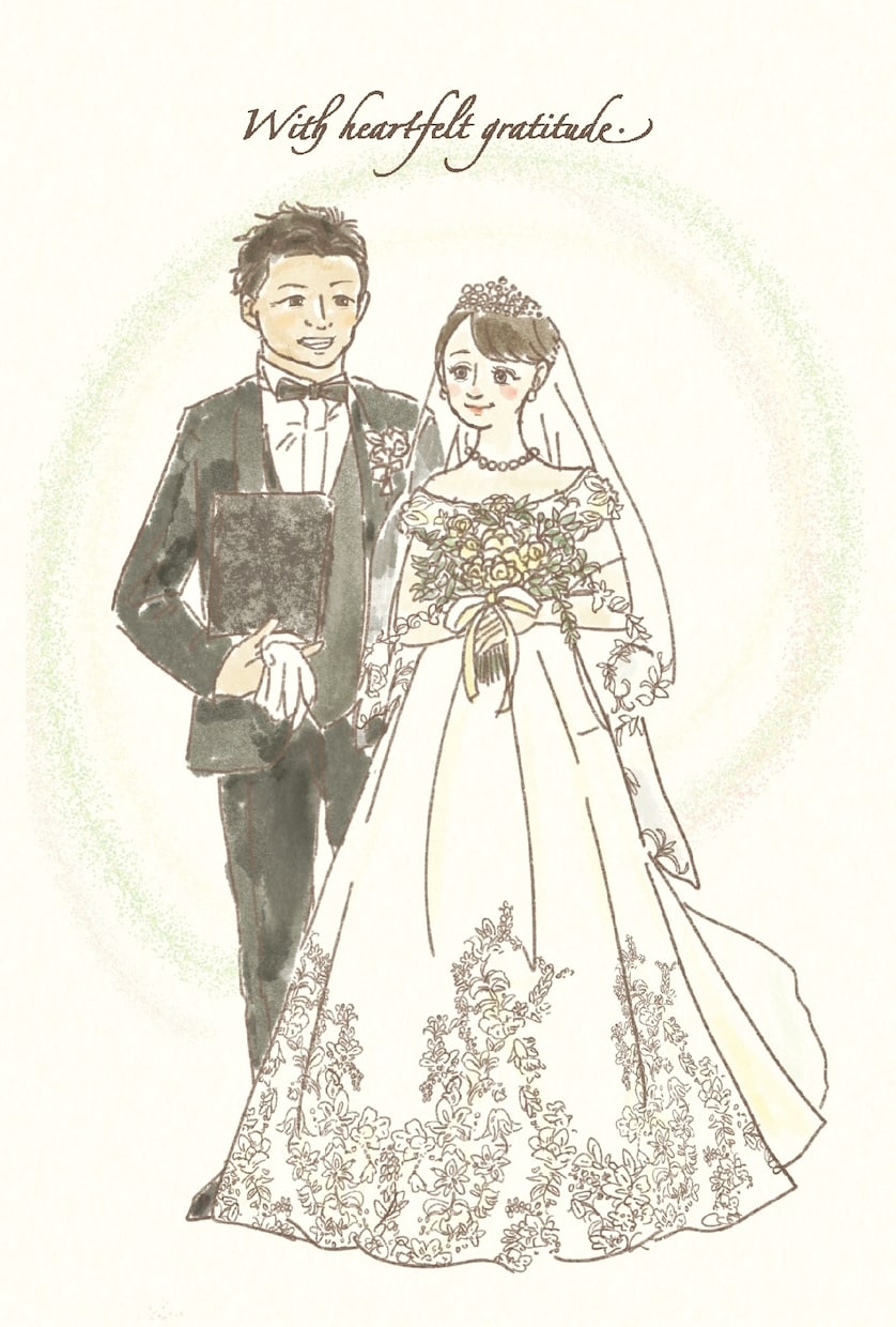 あたたかみのあるウェディングイラスト描きます ほんわかあたたかい色合いの絵を記念に飾りませんか？ イメージ2