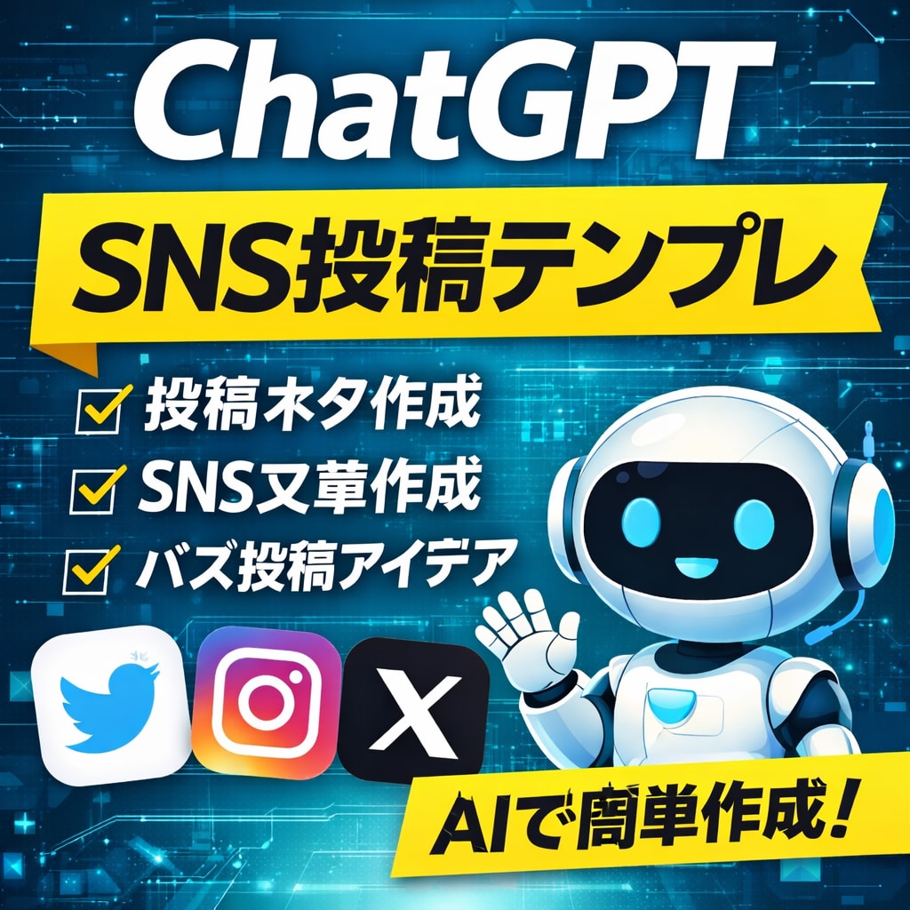 ChatGPTでSNS投稿テンプレ作成します AIでSNS投稿を簡単に作れるテンプレです イメージ1