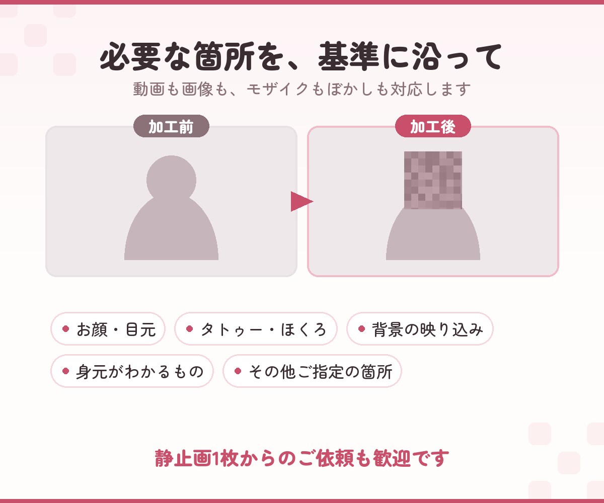 動きの速い被写体もモザイク加工します 実績1000本超｜審査を見据えた丁寧なモザイク・ぼかし加工 イメージ5