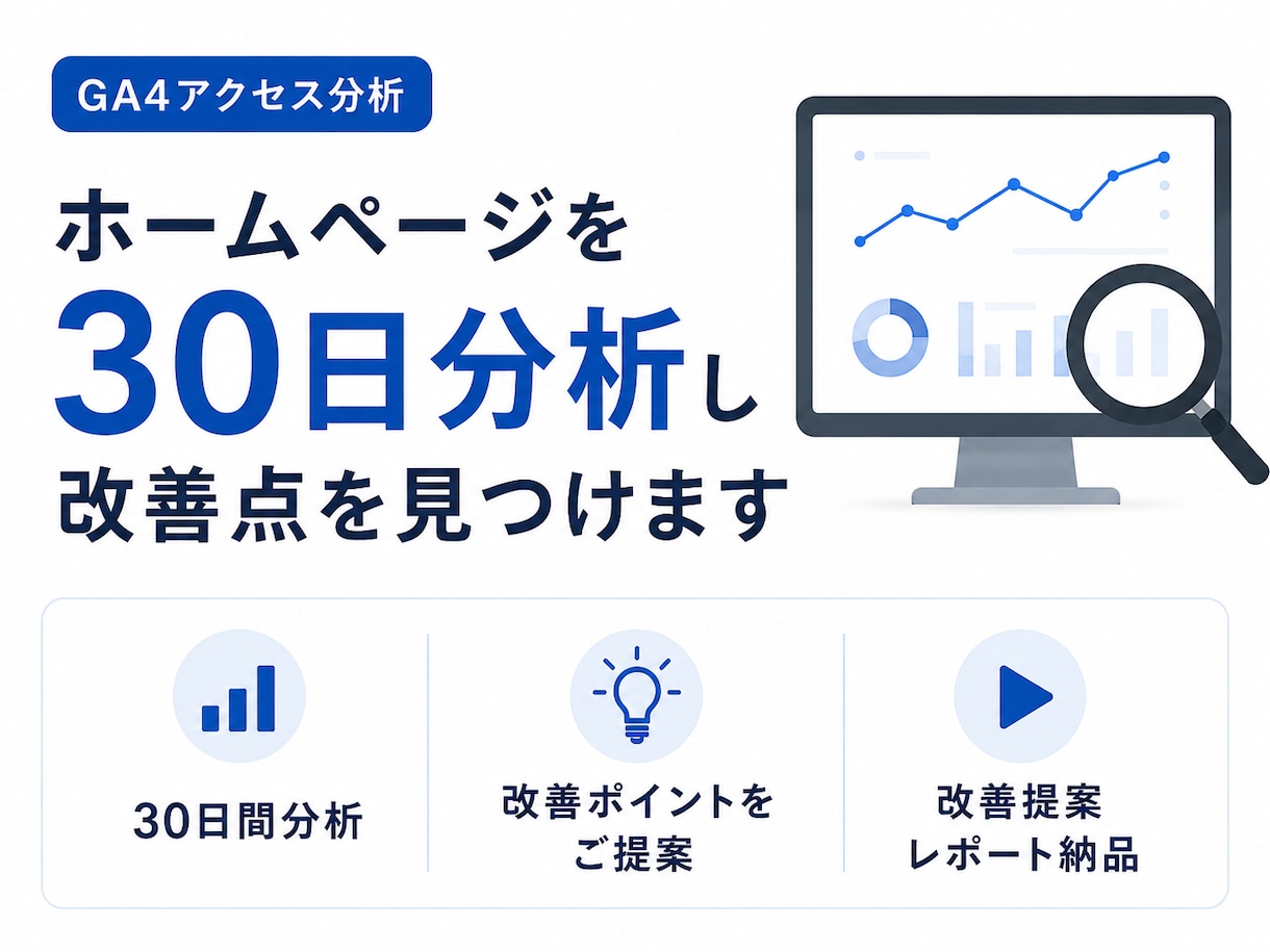 ホームページを30日分析し改善点を見つけます 数字からホームページの課題を見つけ改善ポイントをご提案します イメージ1