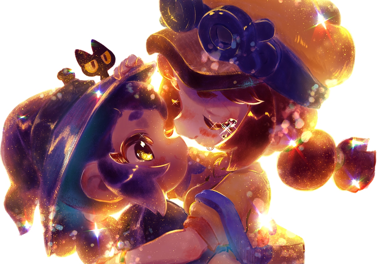 優しいふわふわした絵柄のアイコンを作成致します きらきらふわふわした可愛いアイコンを制作します！ イメージ3