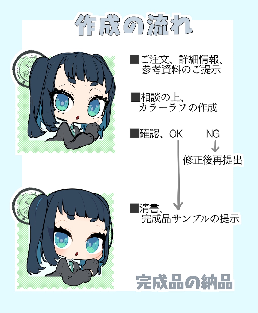 ぴょこっと顔出すかわいいイラスト描きます 窓枠からこんにちは!切手からこんにちは!色々使えるミニキャラ イメージ3