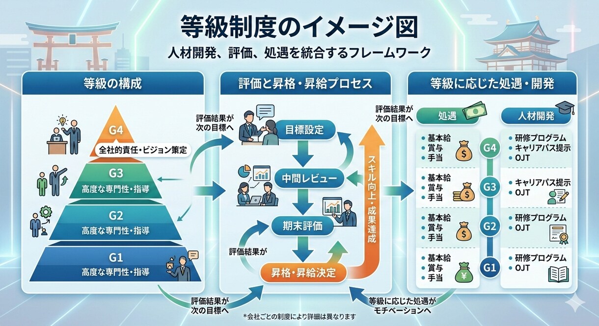 働き方のルール「人事制度」を設計します 従業員や求職者が「働きたい」と選んでもらえる制度構築を イメージ1