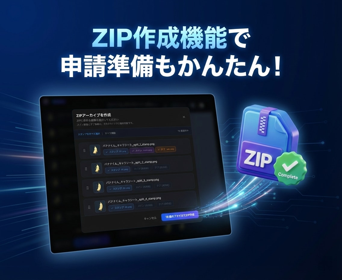 AI画像をLINEスタンプ化する加工ツール売ります 画像一括リサイズ・背景透過・キャラシート分割 Win/Mac イメージ4
