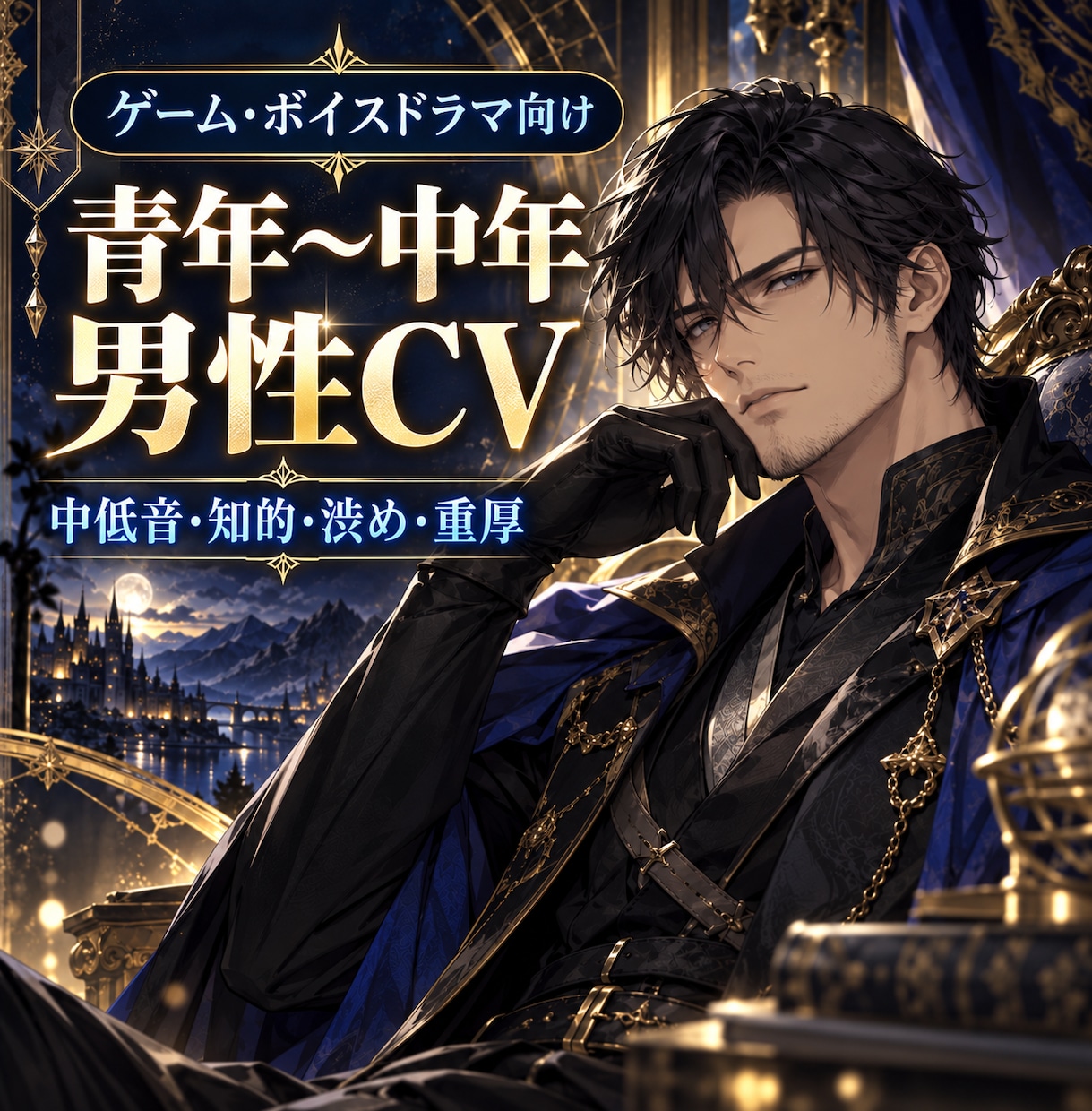 青年〜中年の中低音男性キャラボイスを収録します ゲーム・ボイスドラマ向け｜低め青年・知的・渋め・重厚まで対応 イメージ1