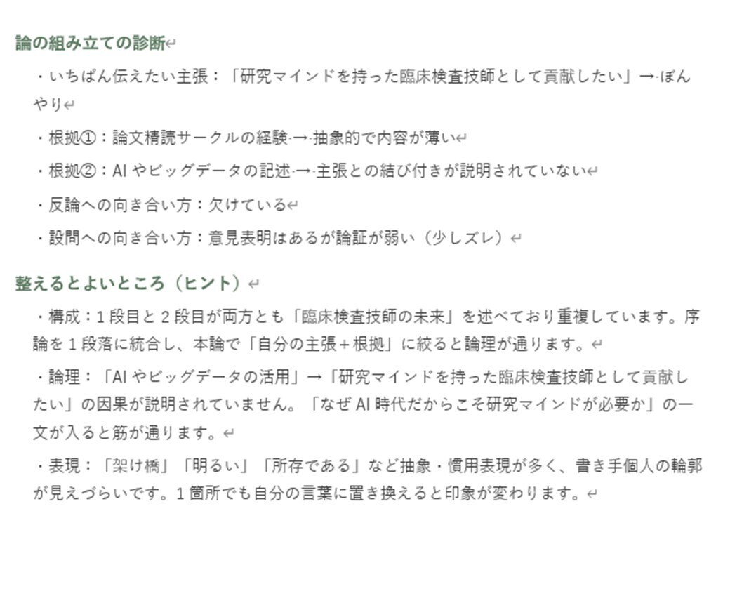 看護・検査・放射線・リハ学生／小論文、添削します 論点を、まっすぐ結論へ導きます。 イメージ3
