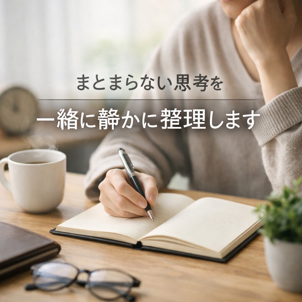 頑張りすぎて絡まった思考を静かに整えます 『アドバイスをしない整理の対話』を行います。 イメージ1