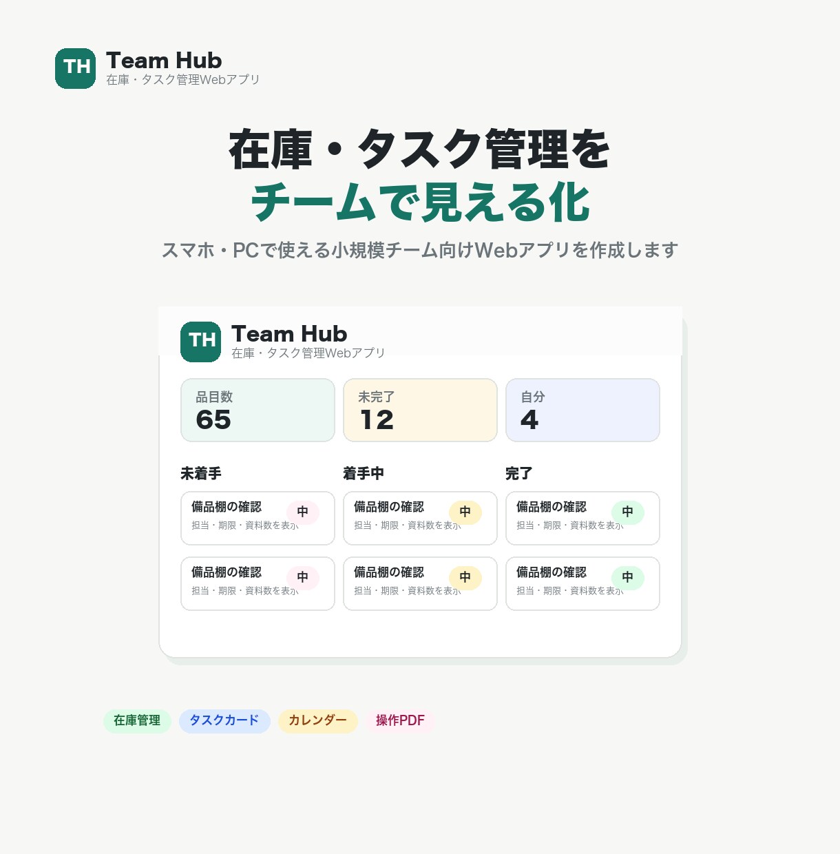 在庫・タスク管理アプリを作ります チームの在庫とタスクを見える化 イメージ1