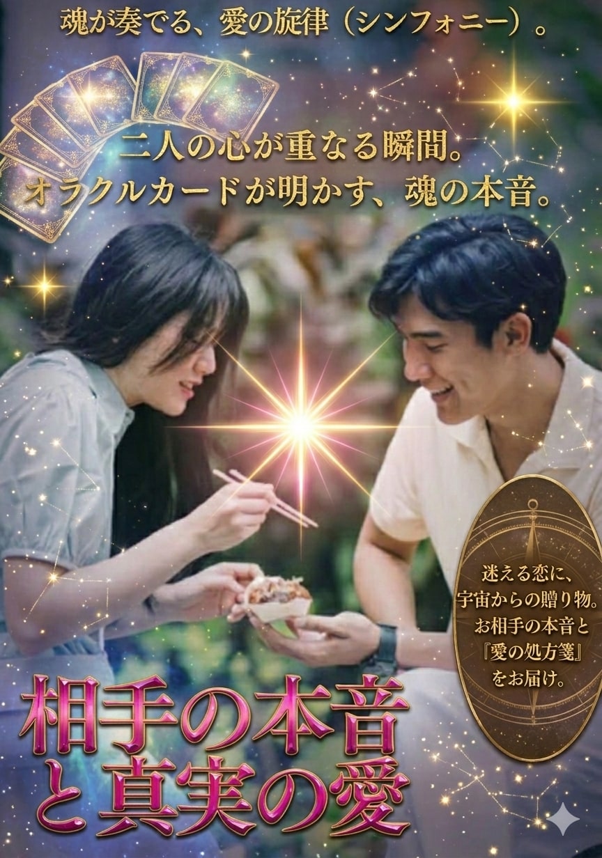 真実の愛のシンフォニーで奏でるお相手の本音をみます タロット×オラクル。二人の愛の共鳴を1μgの精度で精密解析 イメージ1
