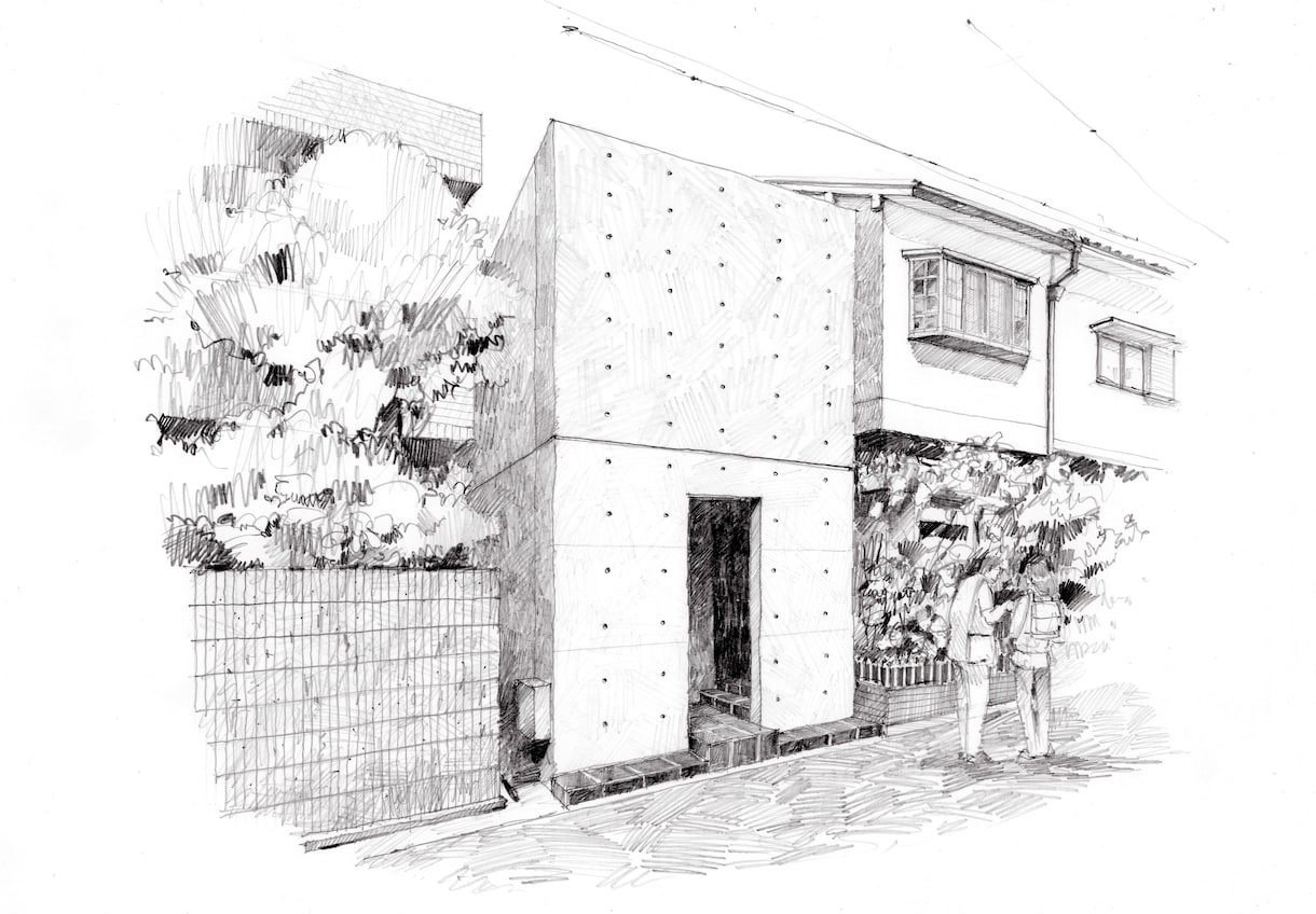 鉛筆画で車や古い建築を描きます 鉛筆スケッチの趣のある絵を描きます。 イメージ3
