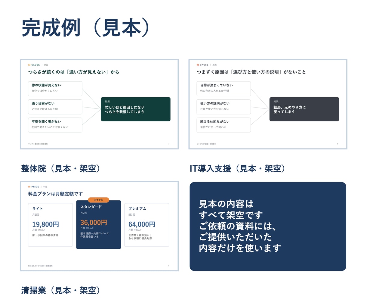 原稿なしでも営業資料のパワポを作成します 完成例を先に見てから依頼できます イメージ4