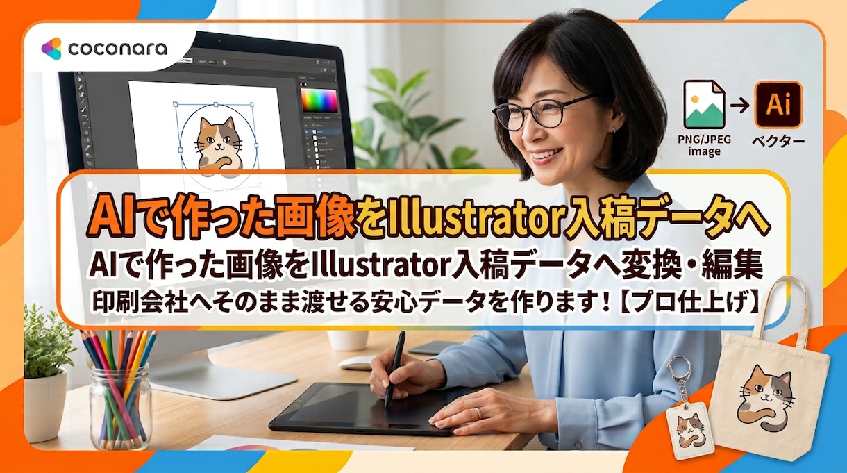 AI作成画像をIllustratorデータ変換ます 制作会社へそのまま渡せる安心の入稿用データ作成。 イメージ1