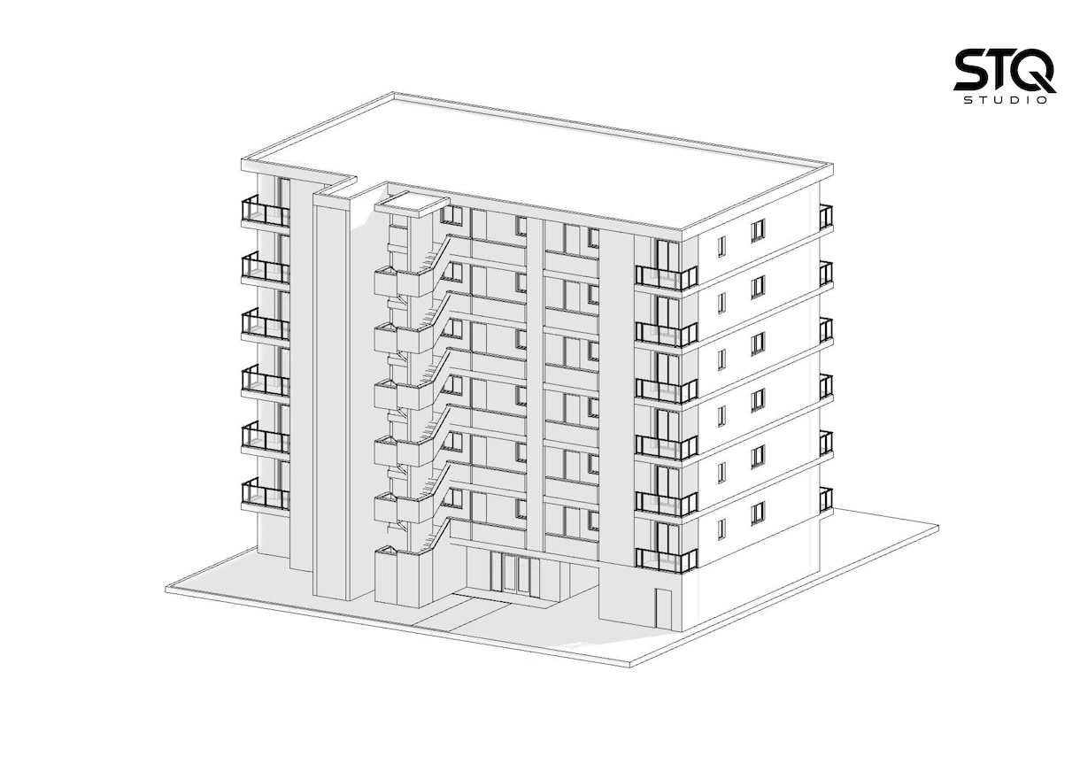 マンション外観を3Dモデリングします 建築パース初期検討・映像背景向けに制作します イメージ3
