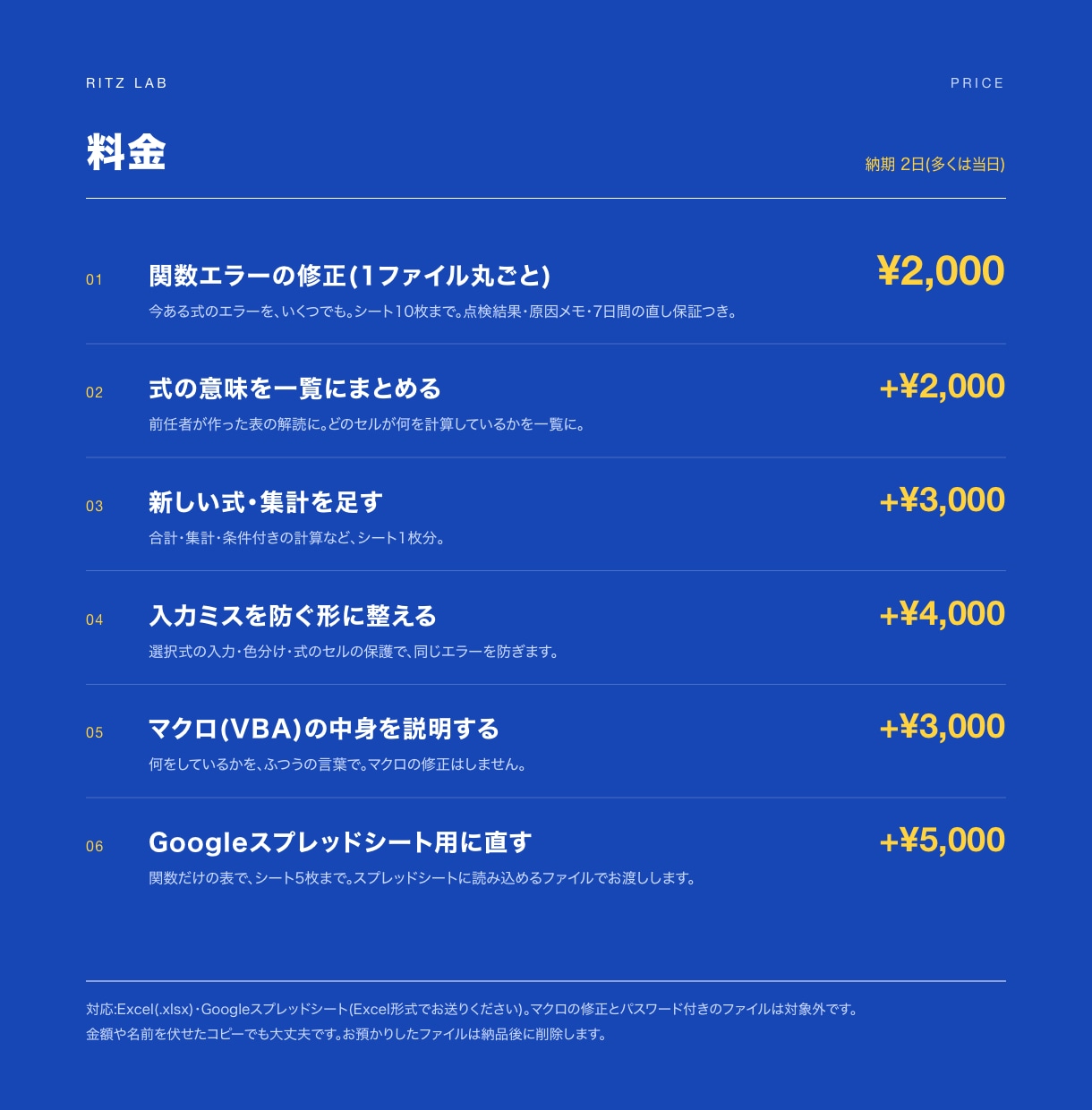 Excel・スプレッドシートのエラー丸ごと直します 関数エラーはいくつでも2,000円！ファイル全体を点検します イメージ3