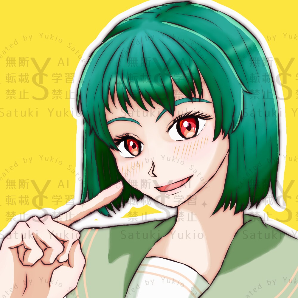 シンプルかわいいアイコンイラスト販売します 背景色変更対応☆緑色の髪の女の子アイコンイラストです！ イメージ2