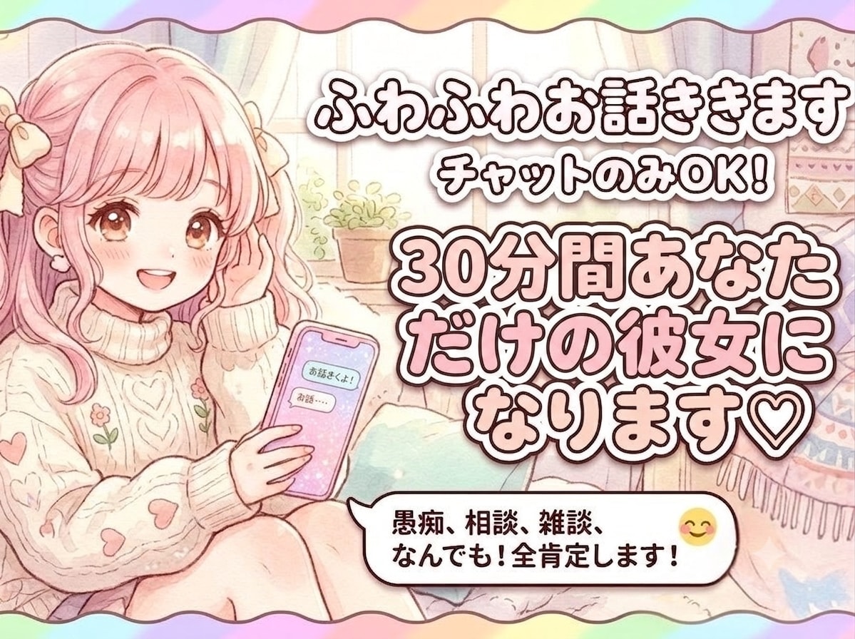 30分間LINE感覚であなたを癒やす彼女になります 疲れたときや話を聞いてもらいたいときはりなにしよ？ イメージ1