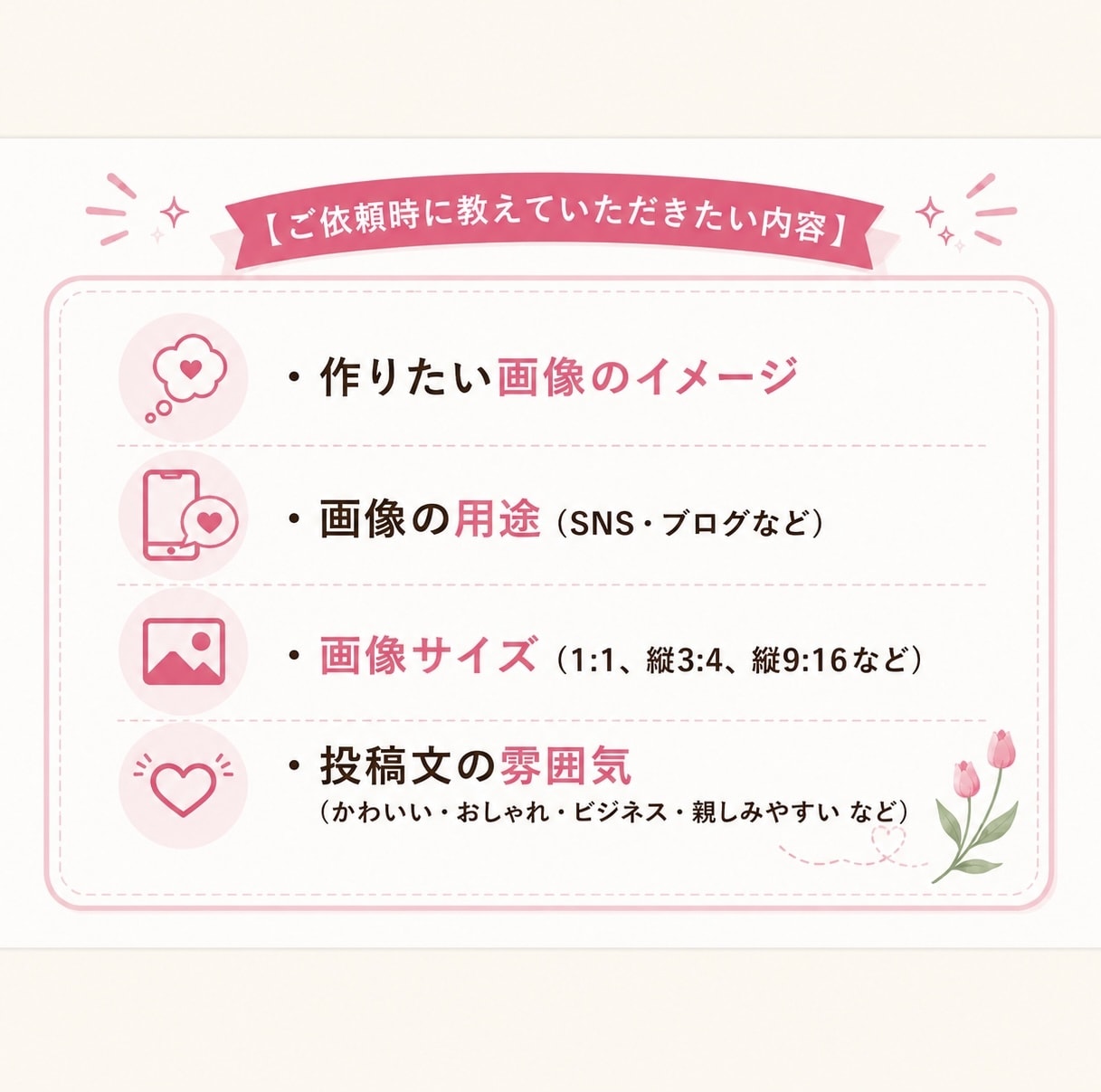 画像プロンプト＋SNS投稿文作成します 画像づくりから投稿文まで、SNS発信をまとめてサポートします イメージ6