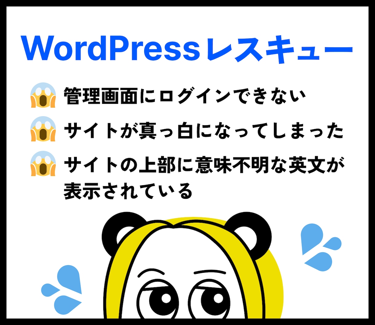 ワードプレスの動作エラー復旧いたします とりあえず管理画面にログインできる状態にしたい方におすすめ イメージ1