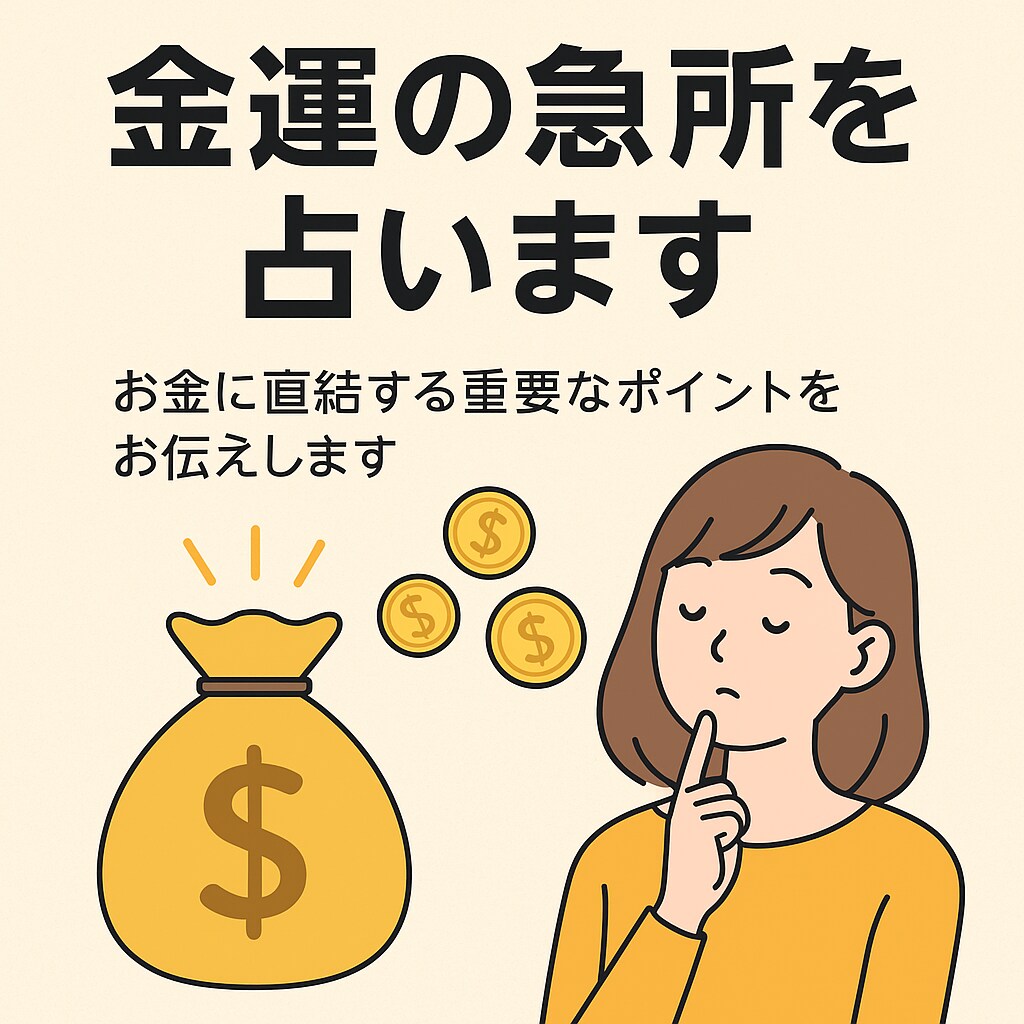 金運の急所を一点だけ特定します 金運が止まる原因を特定し改善の一手をお届けします イメージ1