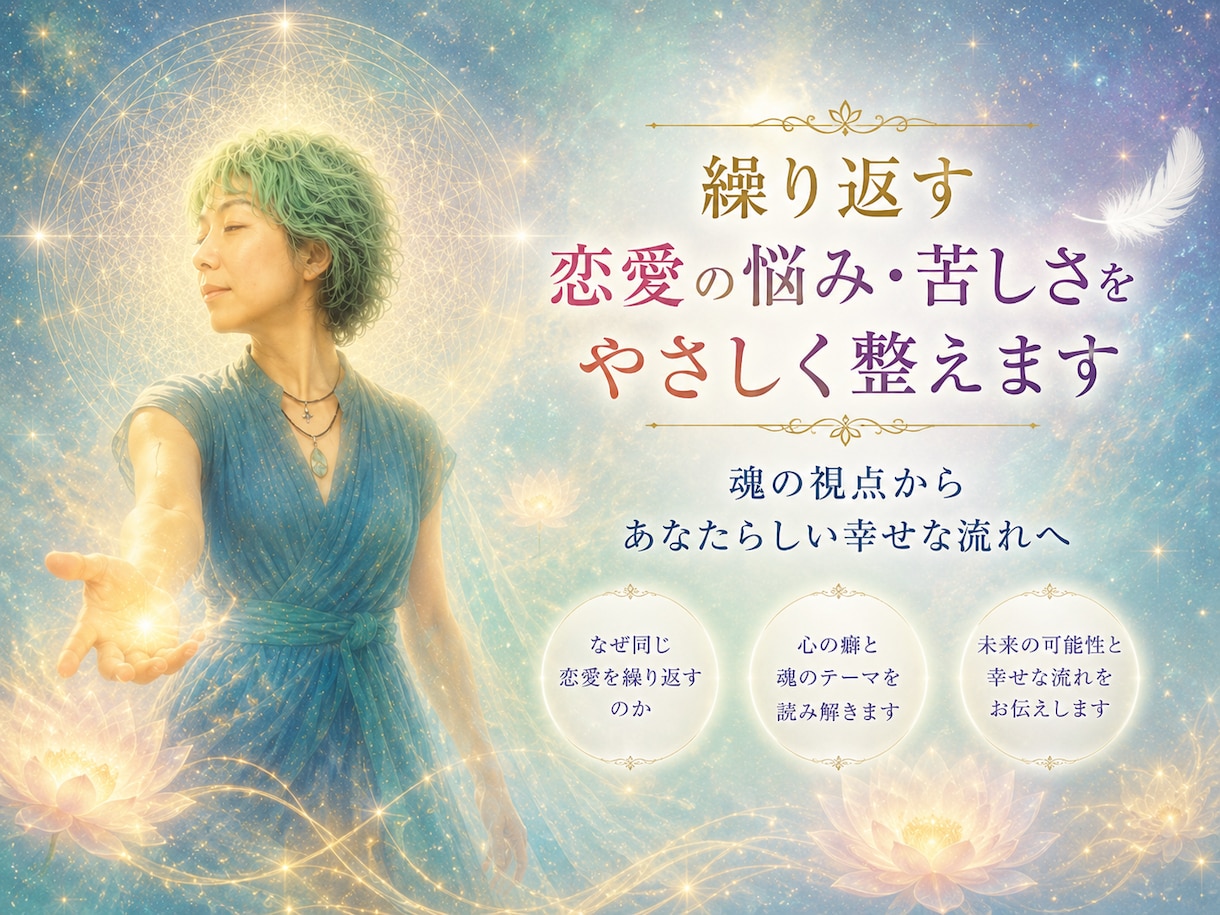 繰り返す恋愛の悩み・苦しさをやさしく整えます ✨優しいエネルギーの中で、あなたの心に光を灯します✨ イメージ1