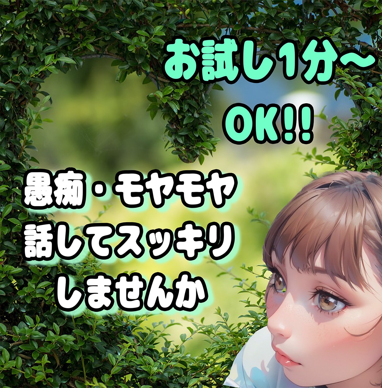 お試し１分からでもOK！あなたのお話しお聞きします 誰にも言えない気持ちを、ひとりで抱えていませんか？ イメージ1
