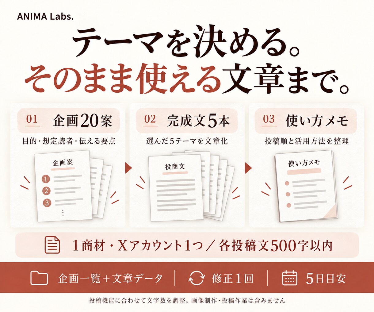 インスタ・Xの投稿企画を事業に合わせて作ります Instagram30案／X20案と完成文5本から選択 イメージ4