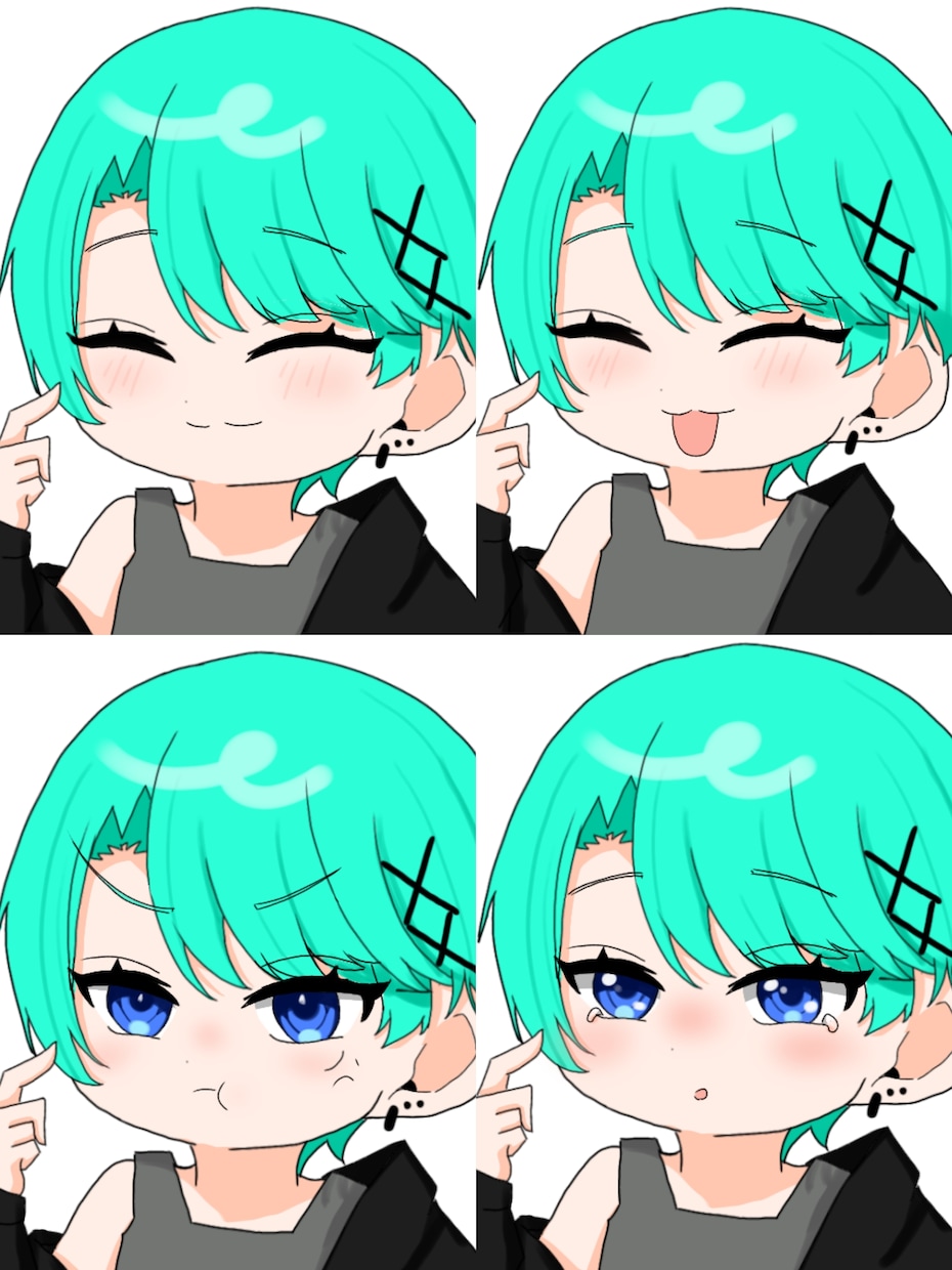 かっこかわいいミニキャラ表情差分4種付き描きます 表情差分が無料で4種！動画作成やグッズに使いやすい！ イメージ2