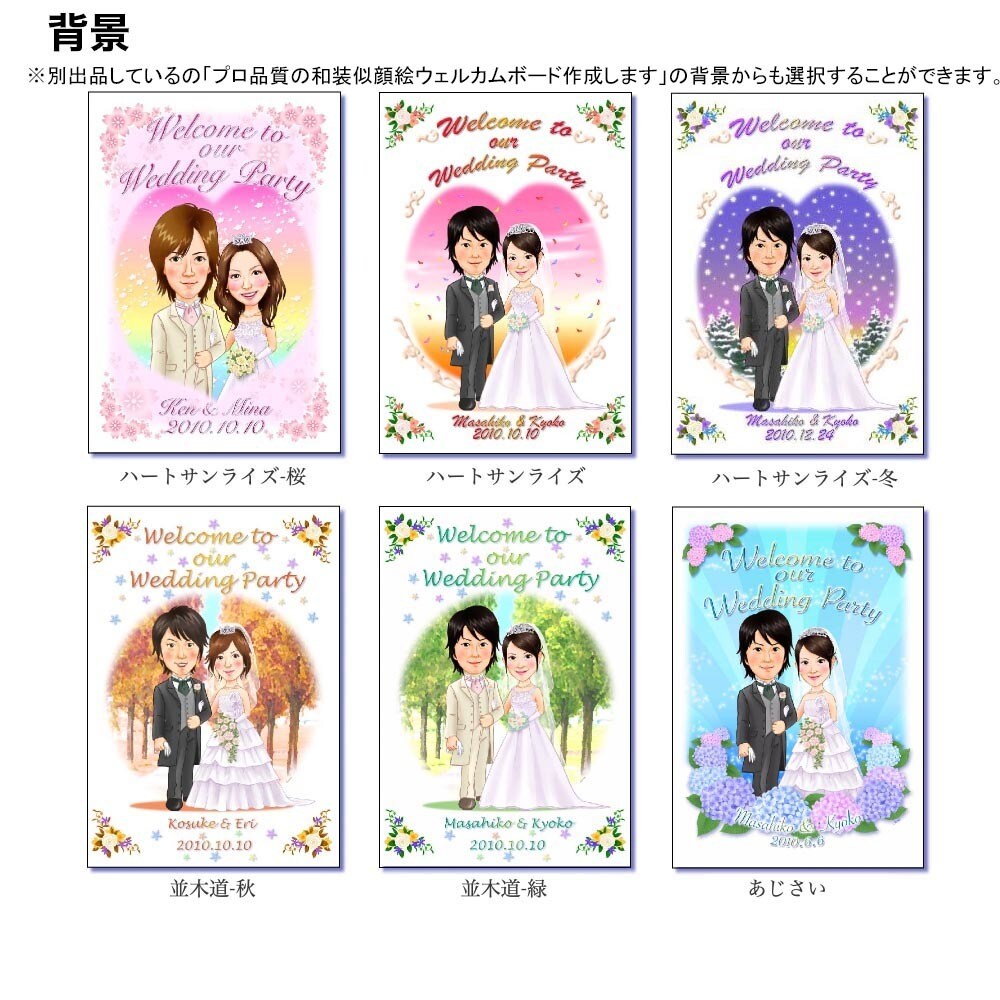 プロ品質の似顔絵ウェルカムボード作成します テンプレートデザインでもオリジナルデザインでもお描きします イメージ3