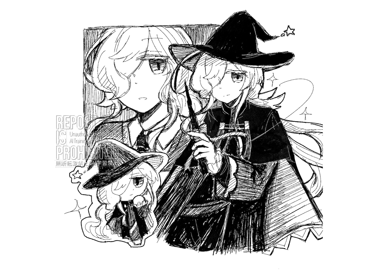 白黒ラクガキスケッチイラスト描きます 気軽に他人の描くOCが見たい人へ！詰め込み絵やラフ立ち絵など イメージ2