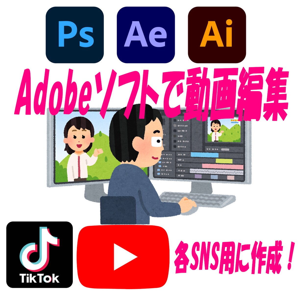 SNSで使える動画編集します Adobeソフト利用！10分以内の動画作成します！ イメージ1