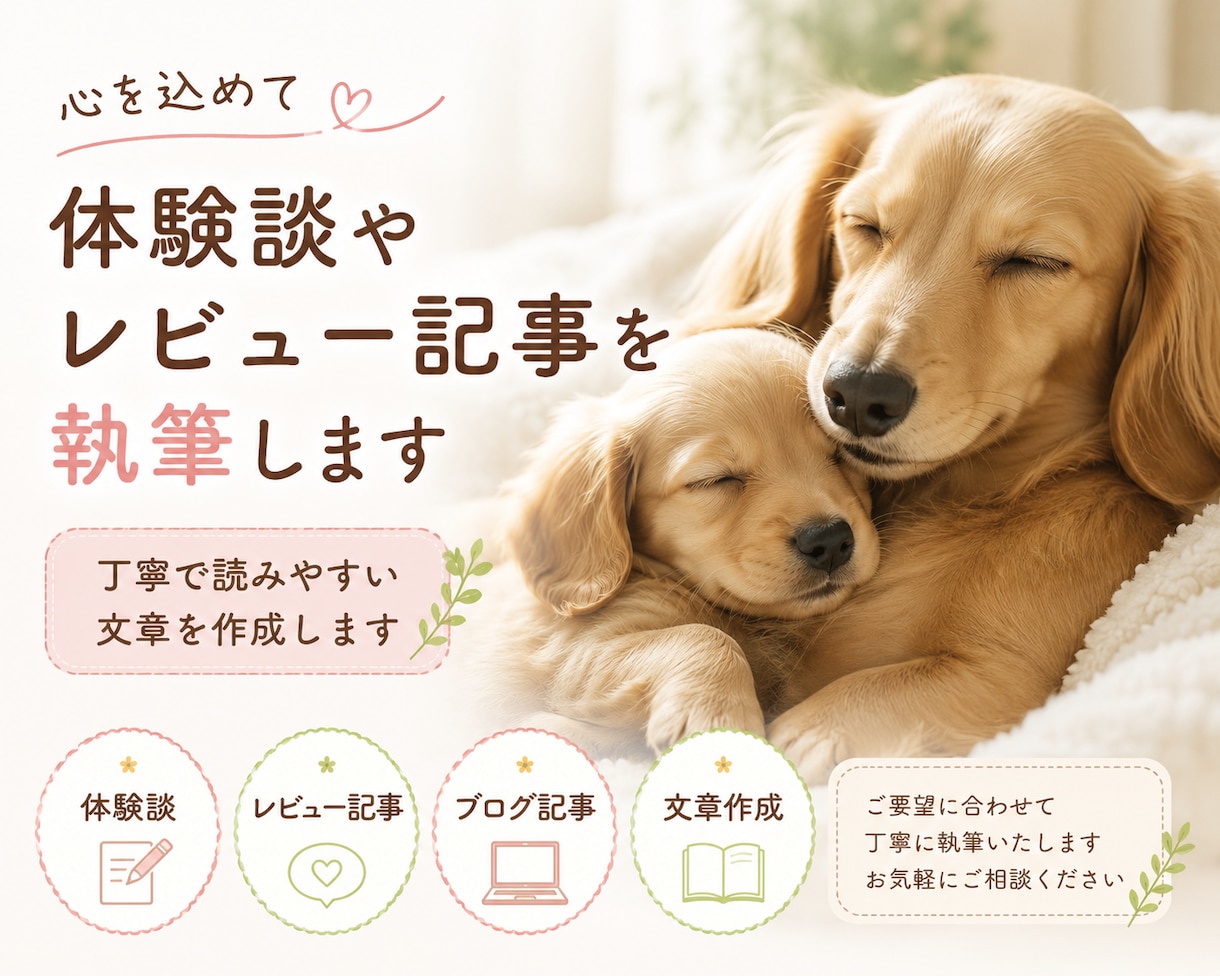 体験談やレビュー記事を執筆します 丁寧で読みやすい文章を作成します イメージ1