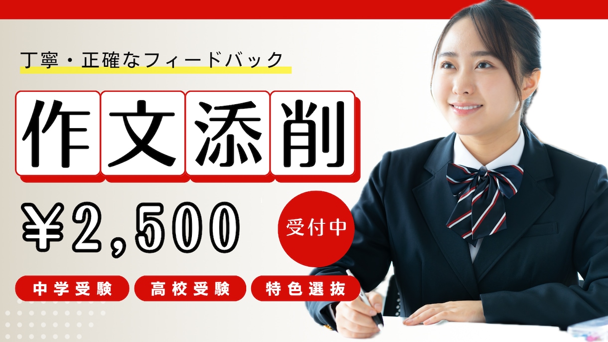 中学・高校受験の作文を合格レベルに仕上げます “評価される作文”が書けるようになる添削 イメージ1